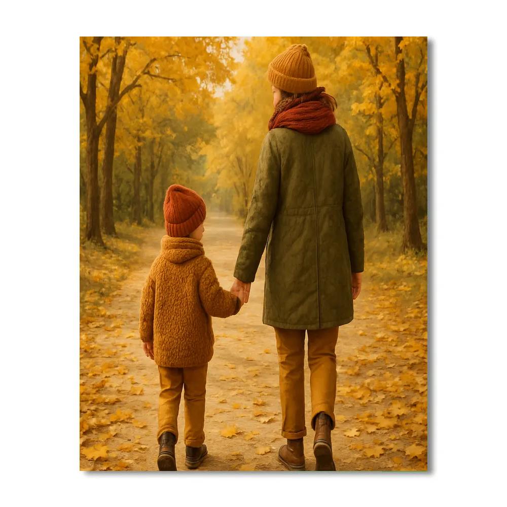 Autumn Leaves And Warm Coats Numbered painting kits