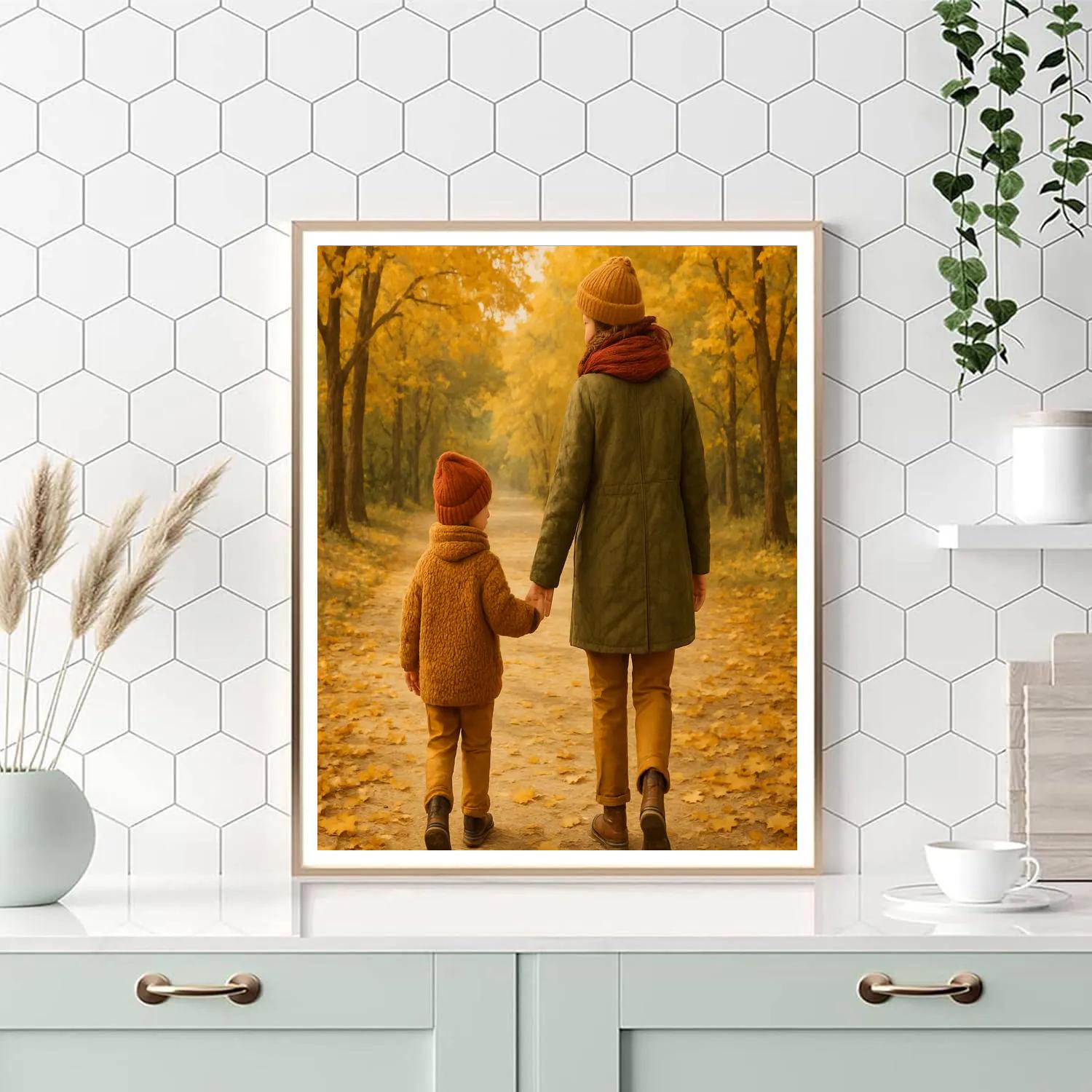 Autumn Leaves And Warm Coats Numbered painting kits