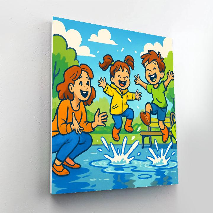 Puddle Jumping Siblings paint by color