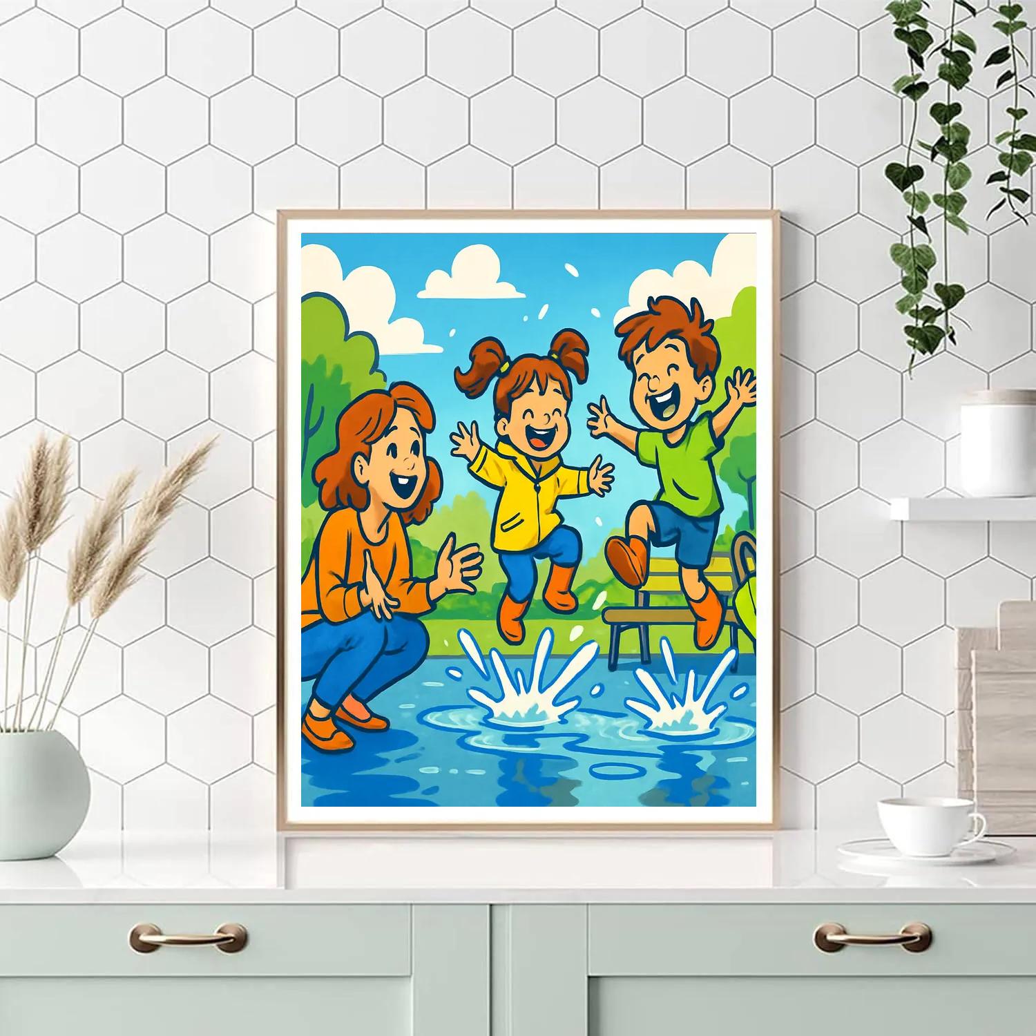 Puddle Jumping Siblings paint by color
