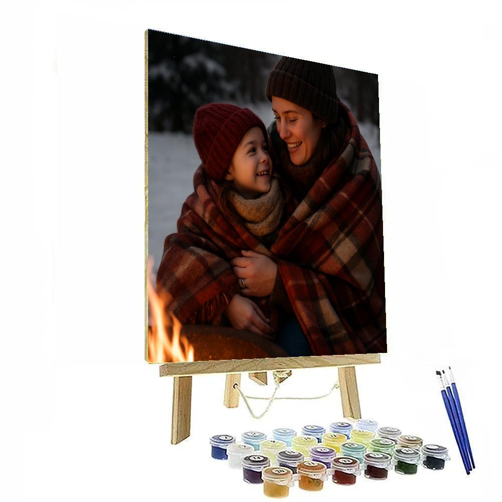 Sharing A Warm Blanket Outside Numbered painting kits