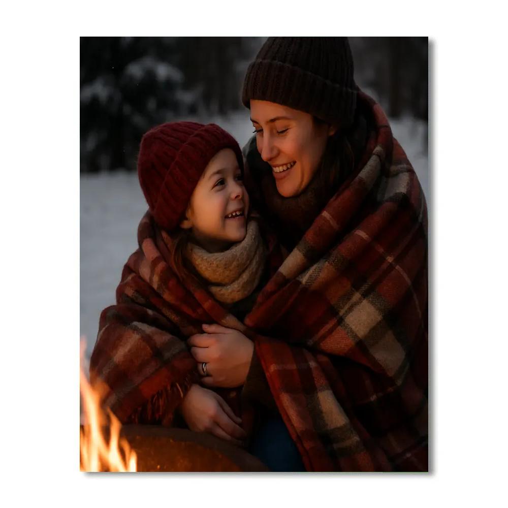 Sharing A Warm Blanket Outside Numbered painting kits