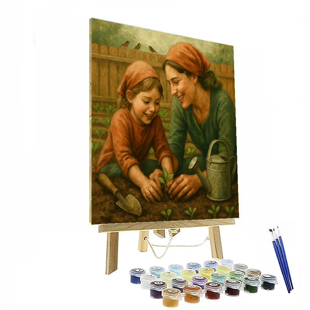 Mother And Child Gardening Paint by numbers art
