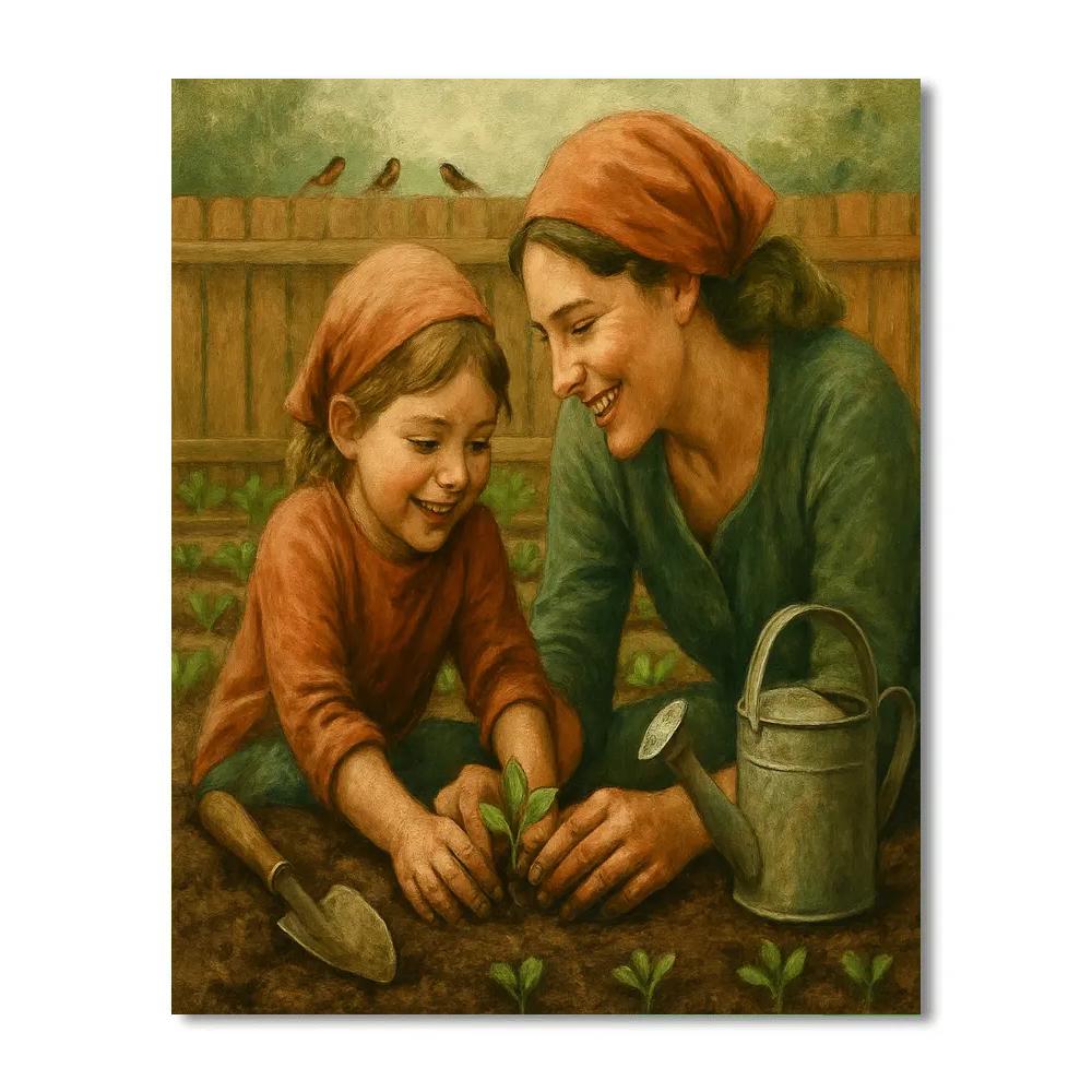 Mother And Child Gardening Paint by numbers art