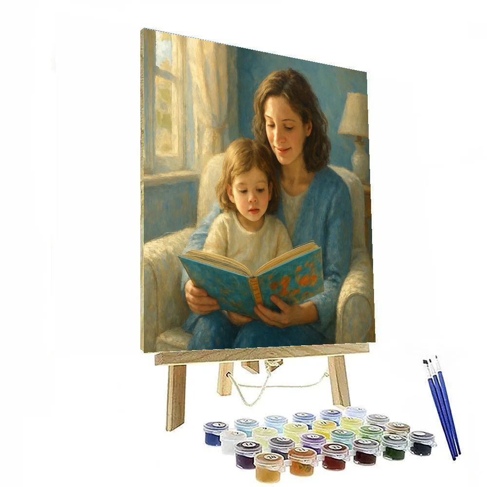 Mother And Child Reading Together paint by number