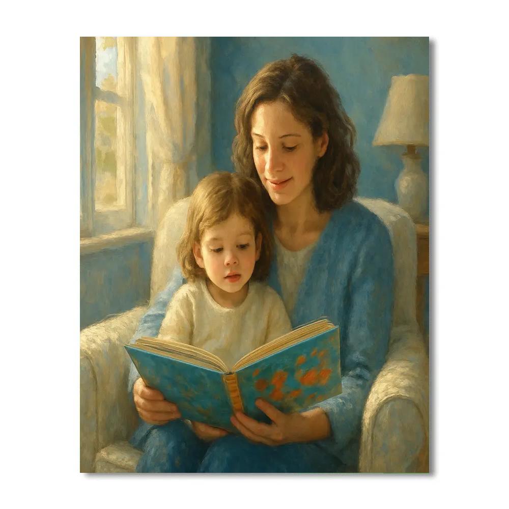 Mother And Child Reading Together paint by number