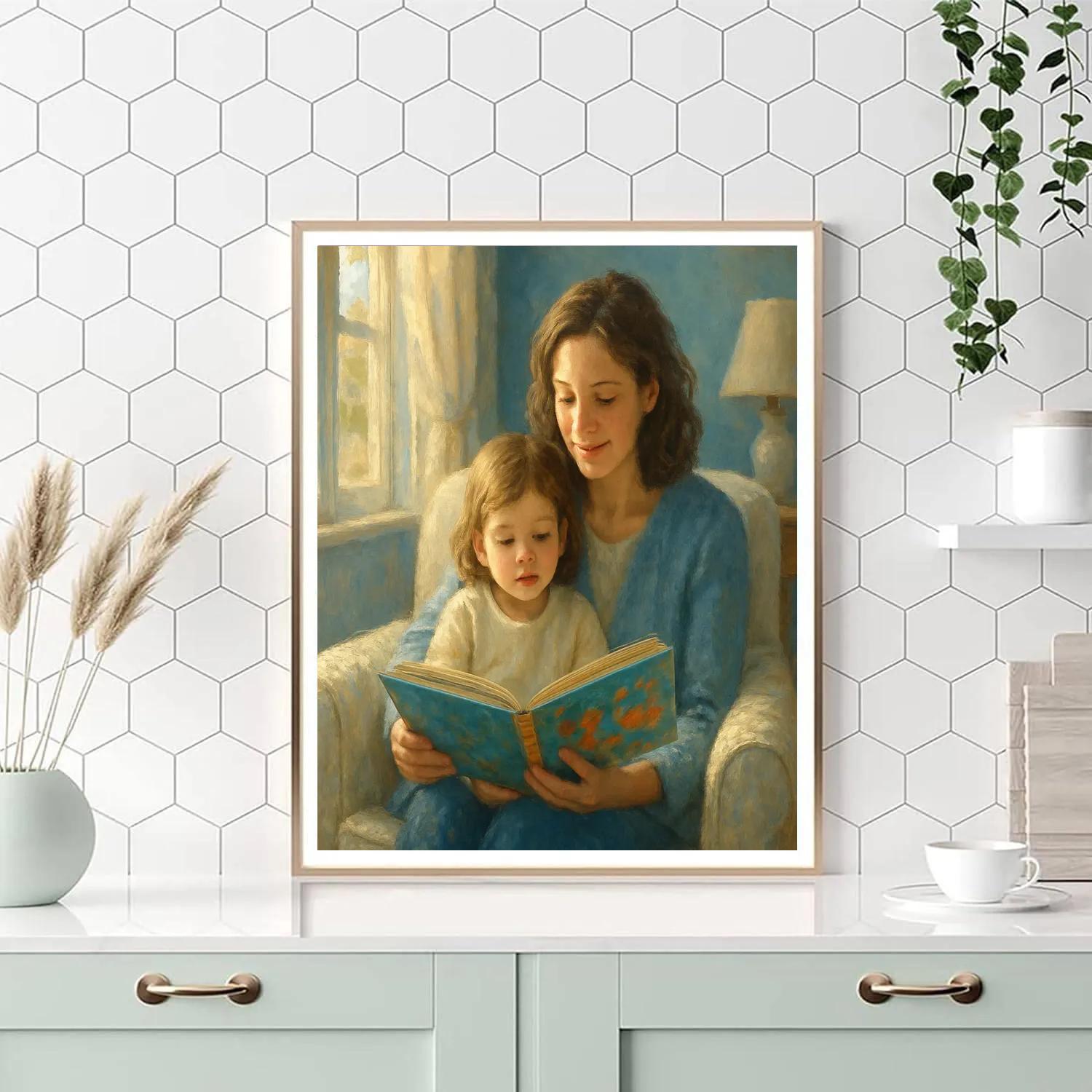 Mother And Child Reading Together paint by number