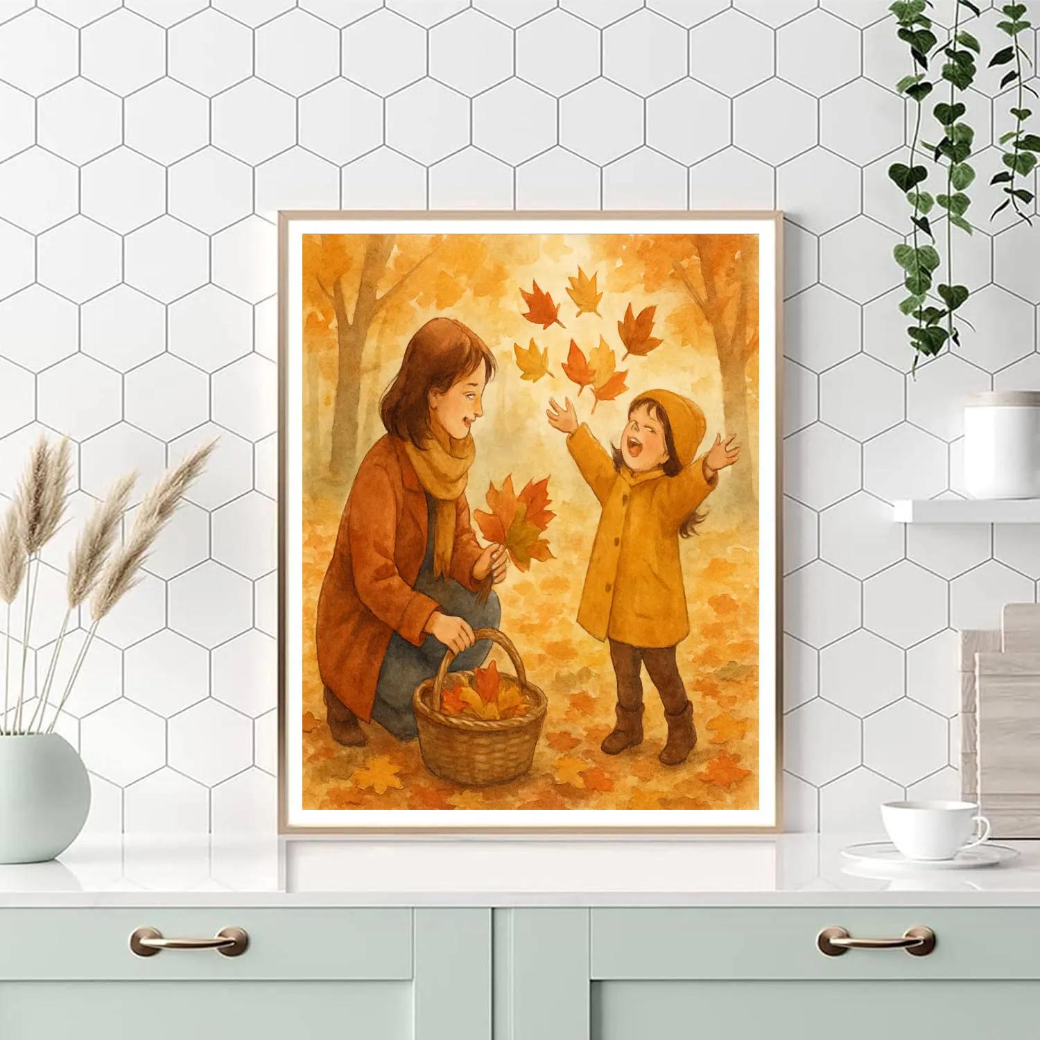 Autumn Leaf Collecting Paint by numbers art