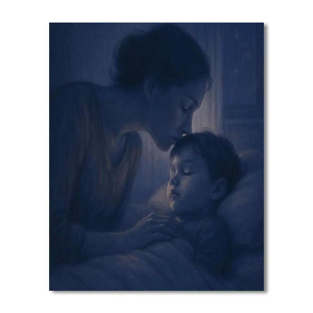 A Mothers Gentle Kiss Goodnight Painting by numbers kit