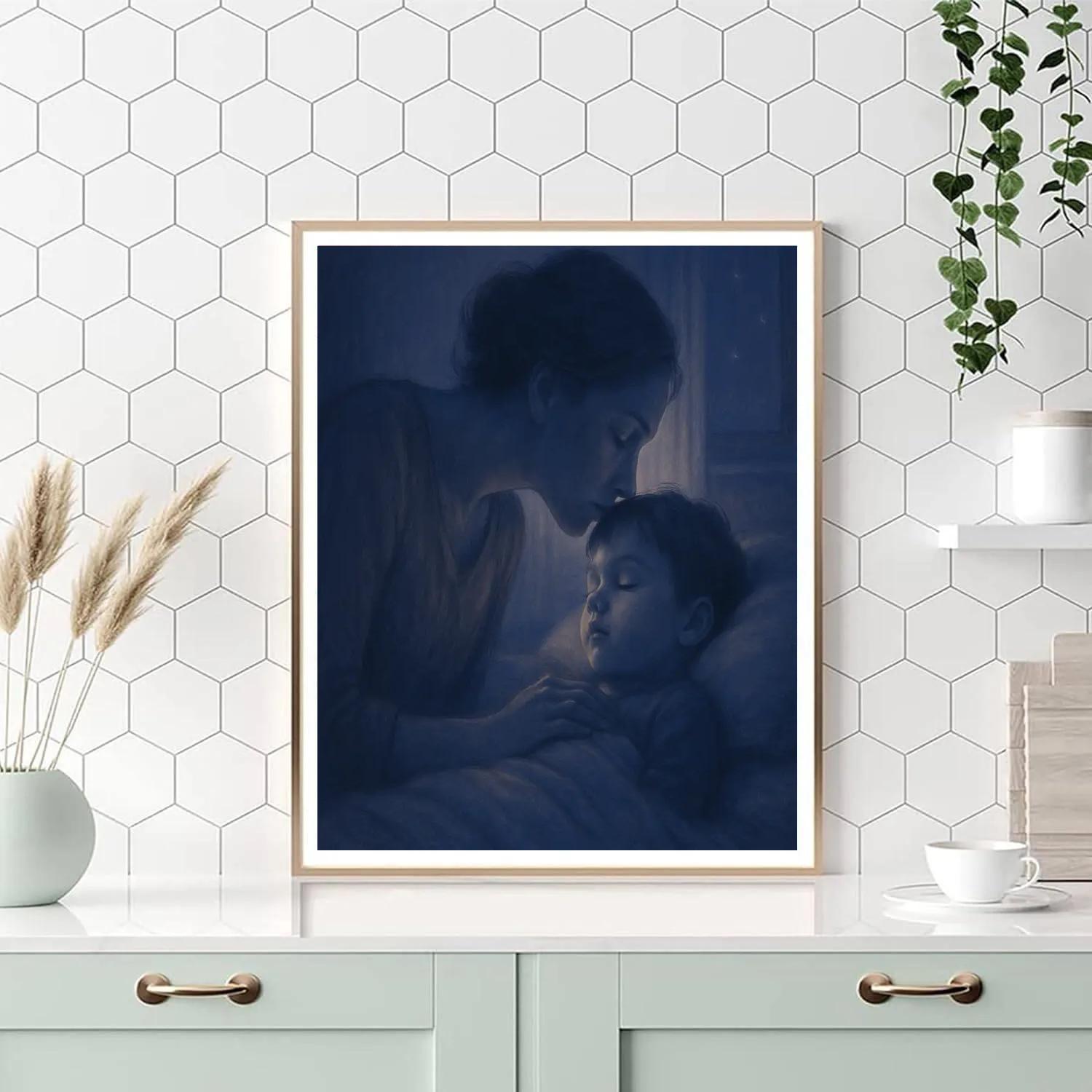 A Mothers Gentle Kiss Goodnight Painting by numbers kit