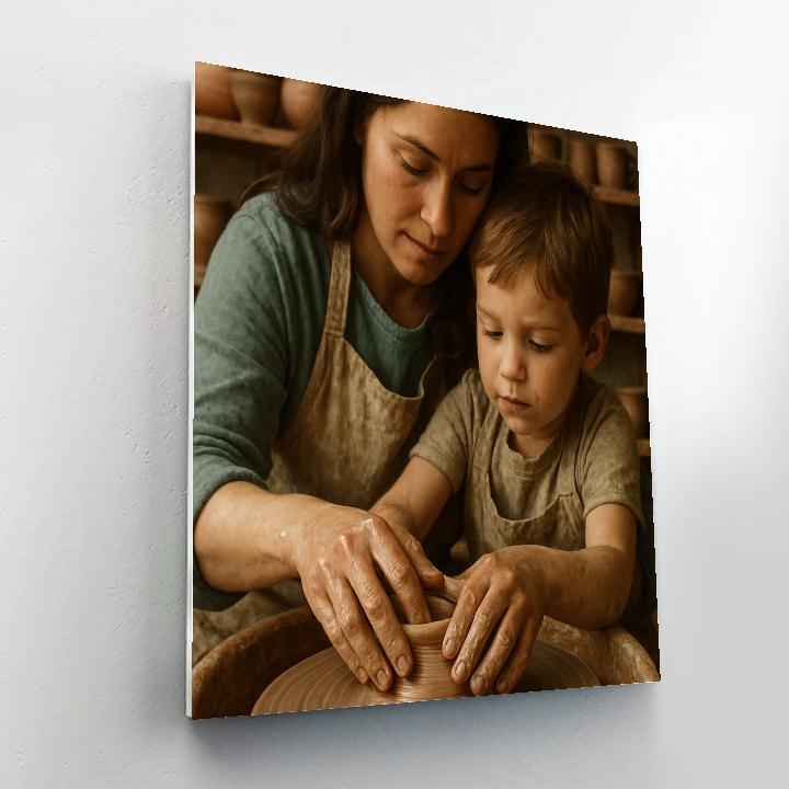 Mother Child Pottery Class paint by color