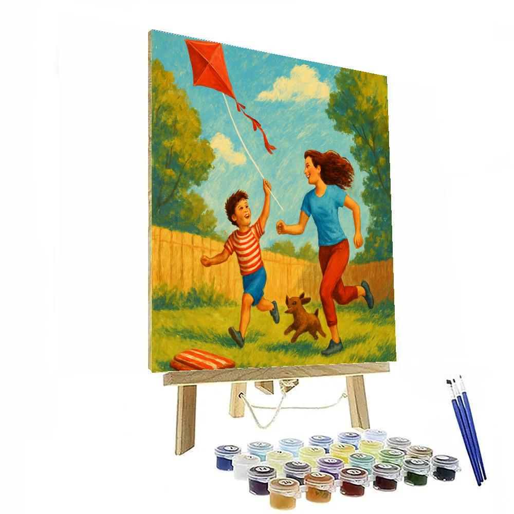 Backyard Kite Flying Number painting