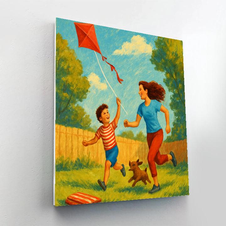 Backyard Kite Flying Number painting