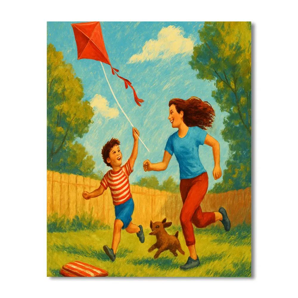 Backyard Kite Flying Number painting
