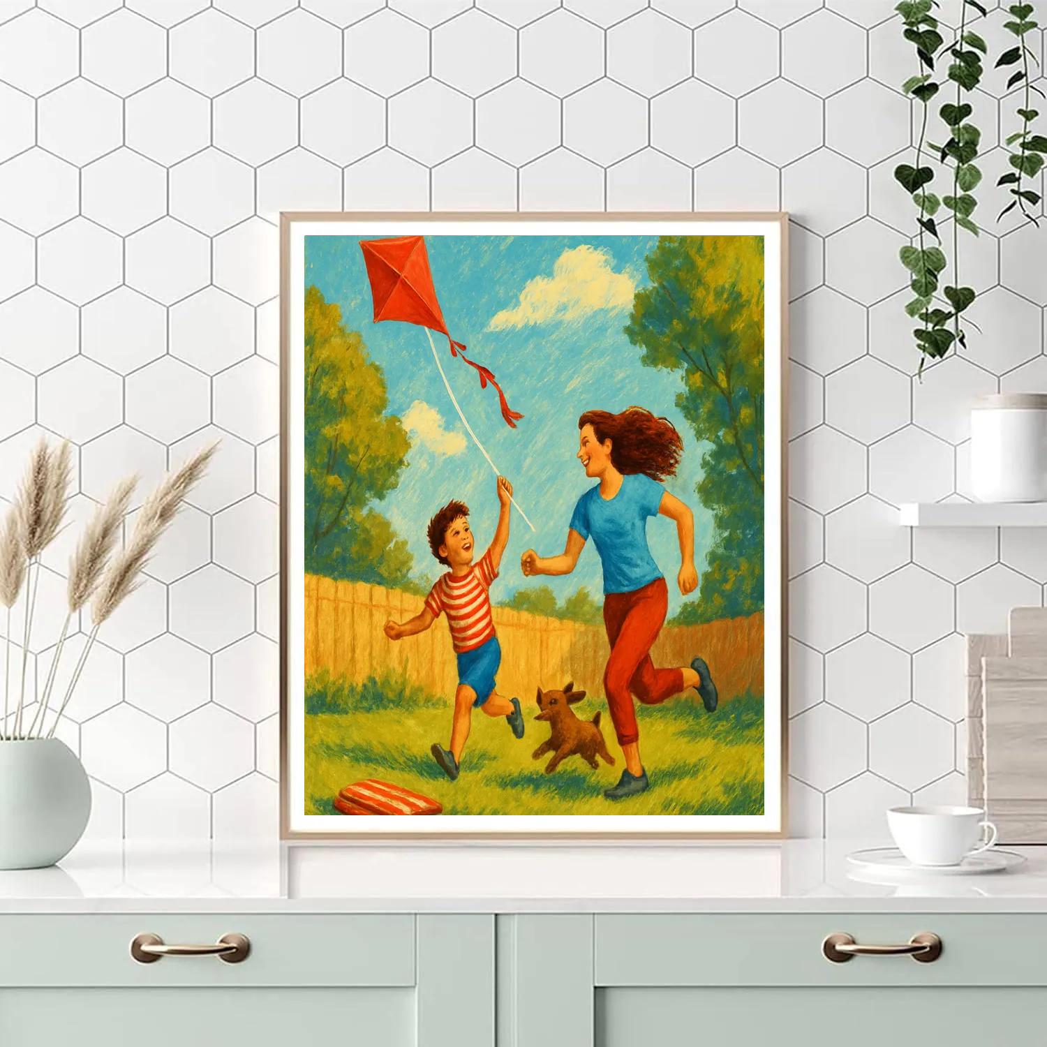 Backyard Kite Flying Number painting