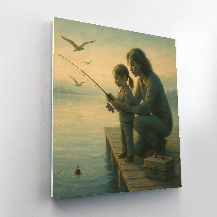 Mother And Child Fishing Pier paint by numbers