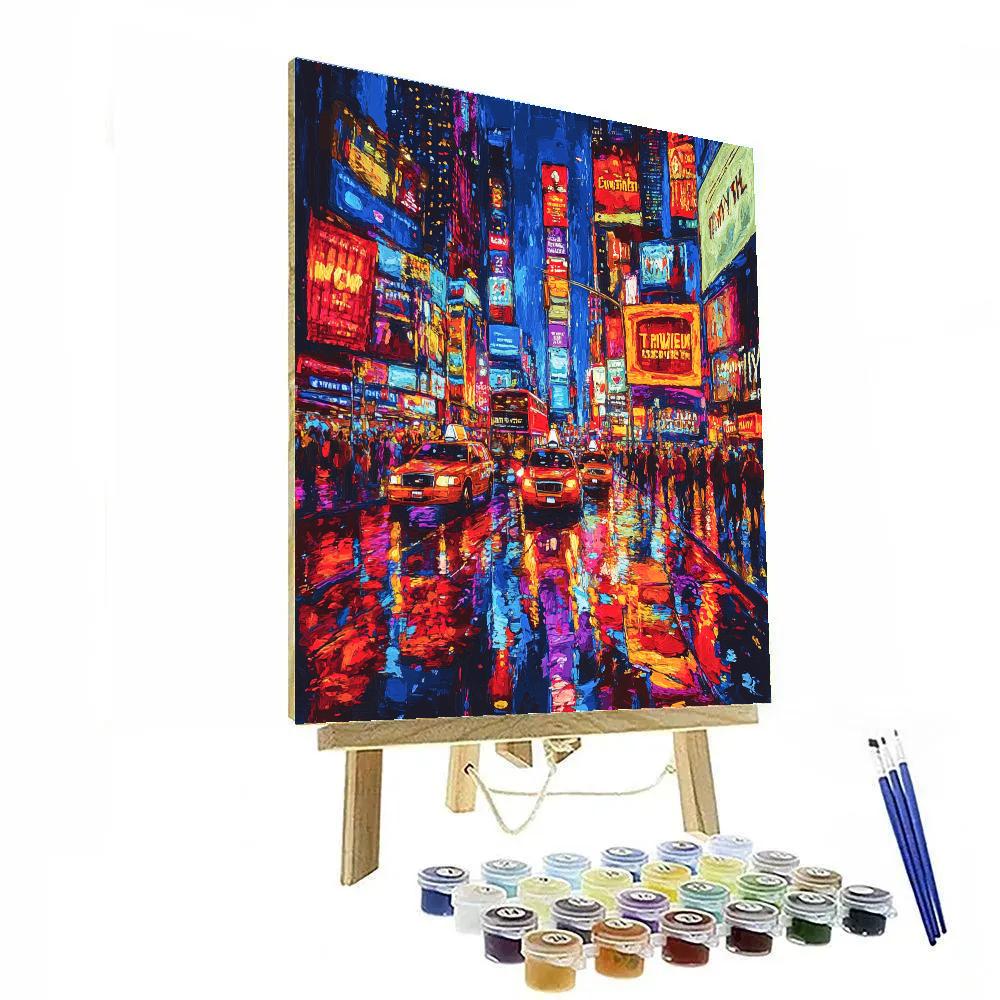 Times Square Neon Nightscape New York United States paint by number