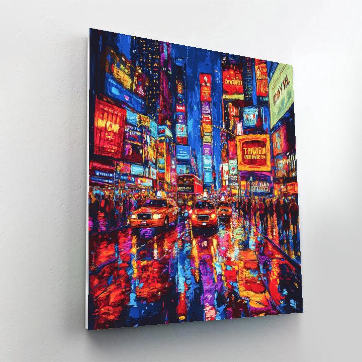 Times Square Neon Nightscape New York United States paint by number