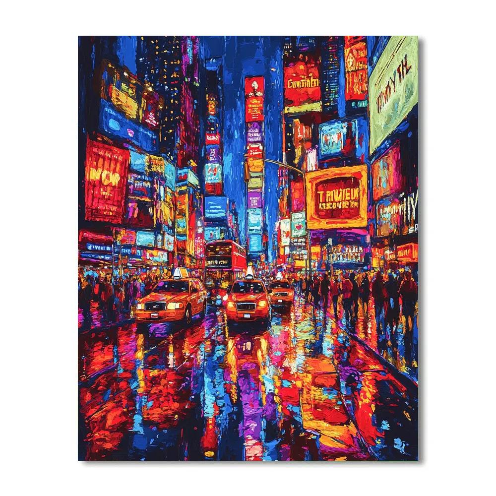 Times Square Neon Nightscape New York United States paint by number