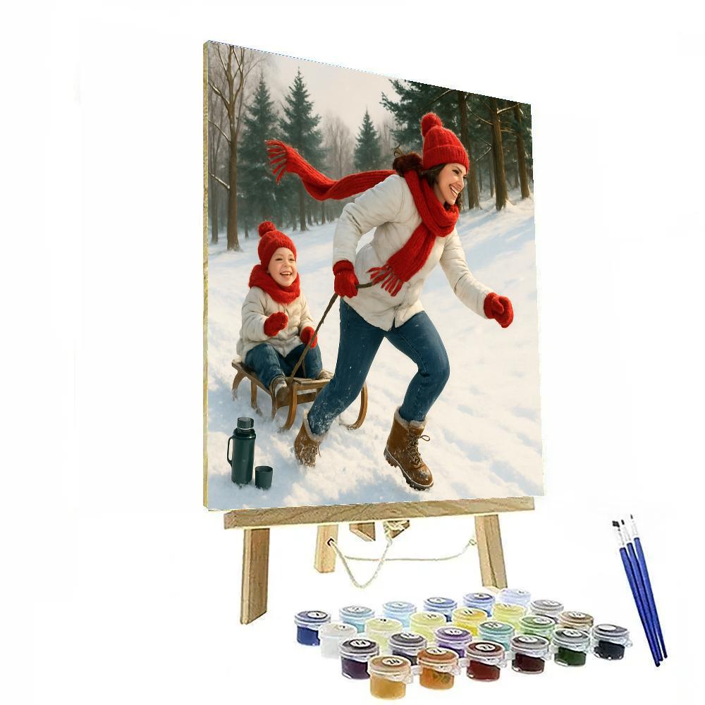 Snow Day Sled Rescue DIY paint by numbers