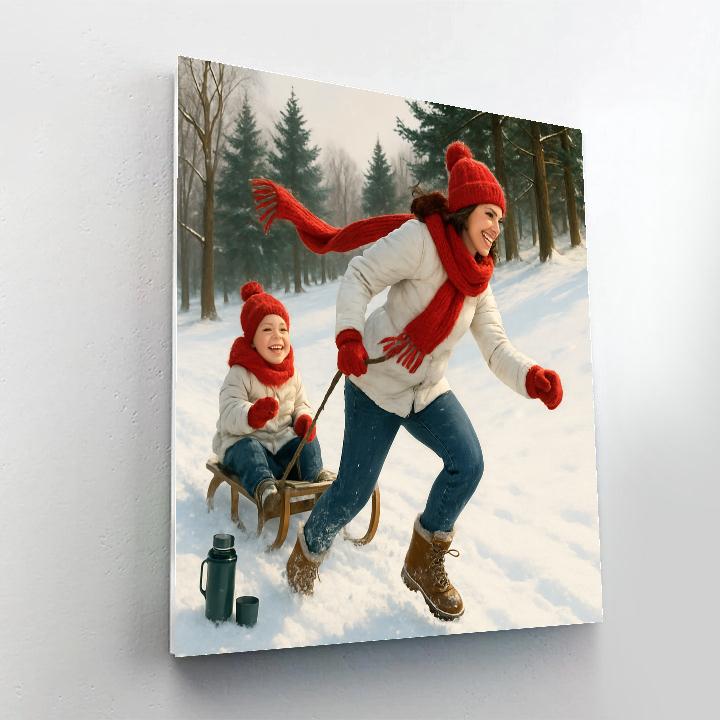 Snow Day Sled Rescue DIY paint by numbers