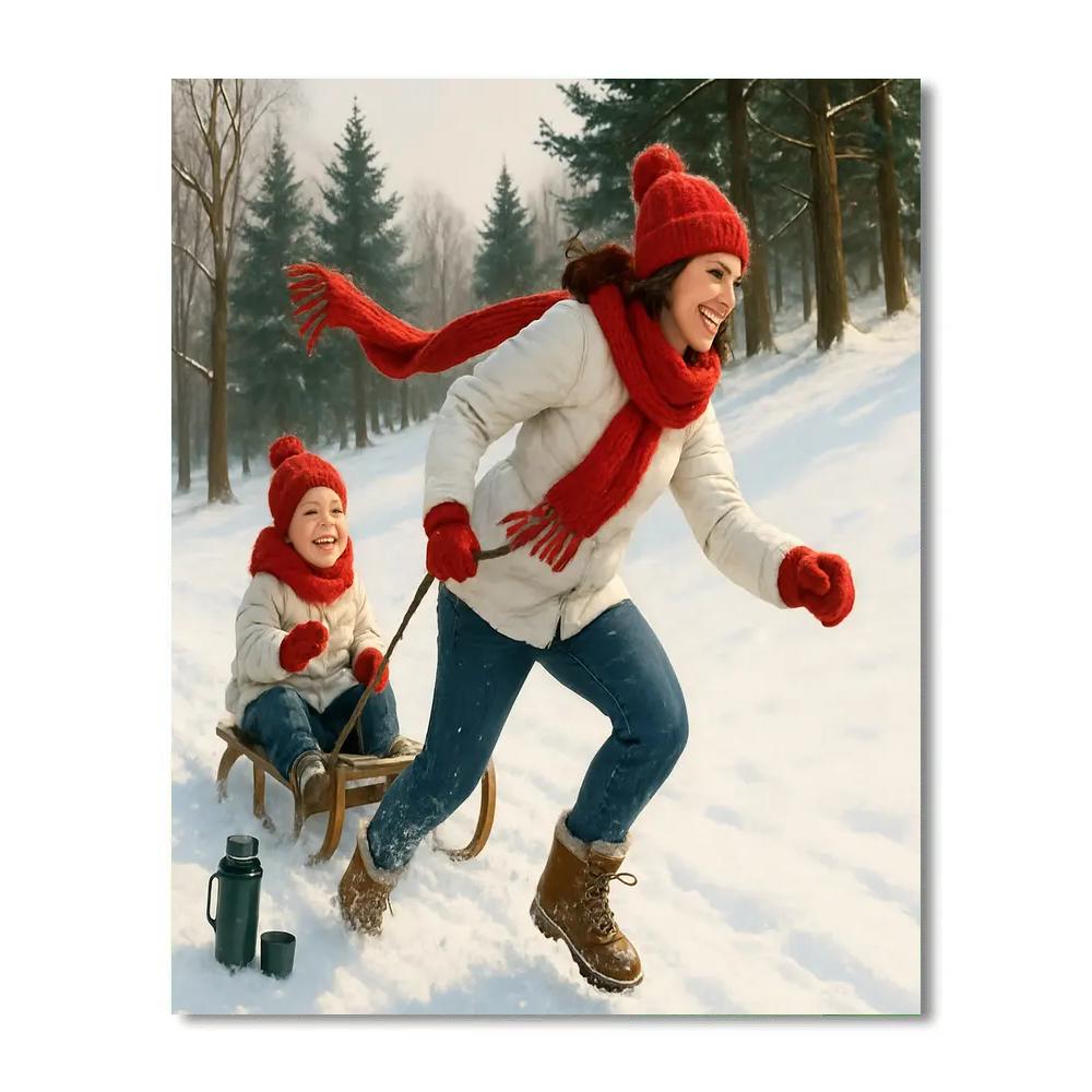 Snow Day Sled Rescue DIY paint by numbers