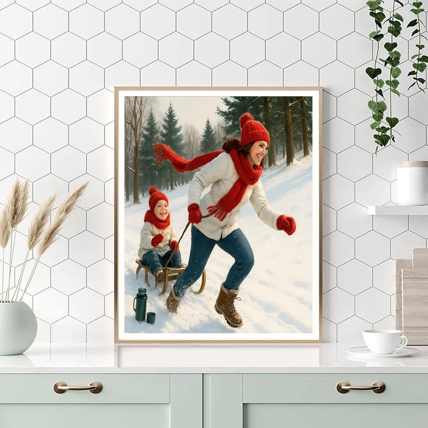 Snow Day Sled Rescue DIY paint by numbers