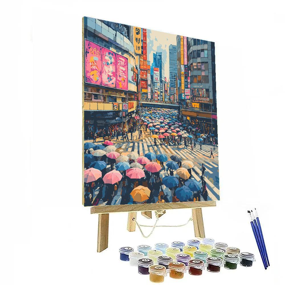 Shibuya Crossing Vertical Motion Tokyo Japan painting number kit