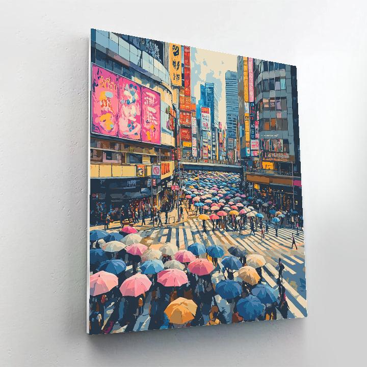 Shibuya Crossing Vertical Motion Tokyo Japan painting number kit