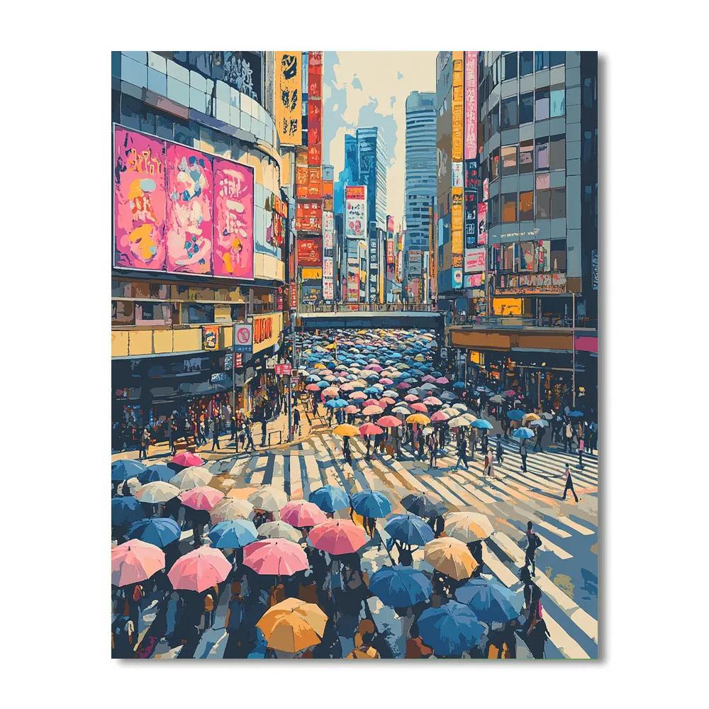 Shibuya Crossing Vertical Motion Tokyo Japan painting number kit