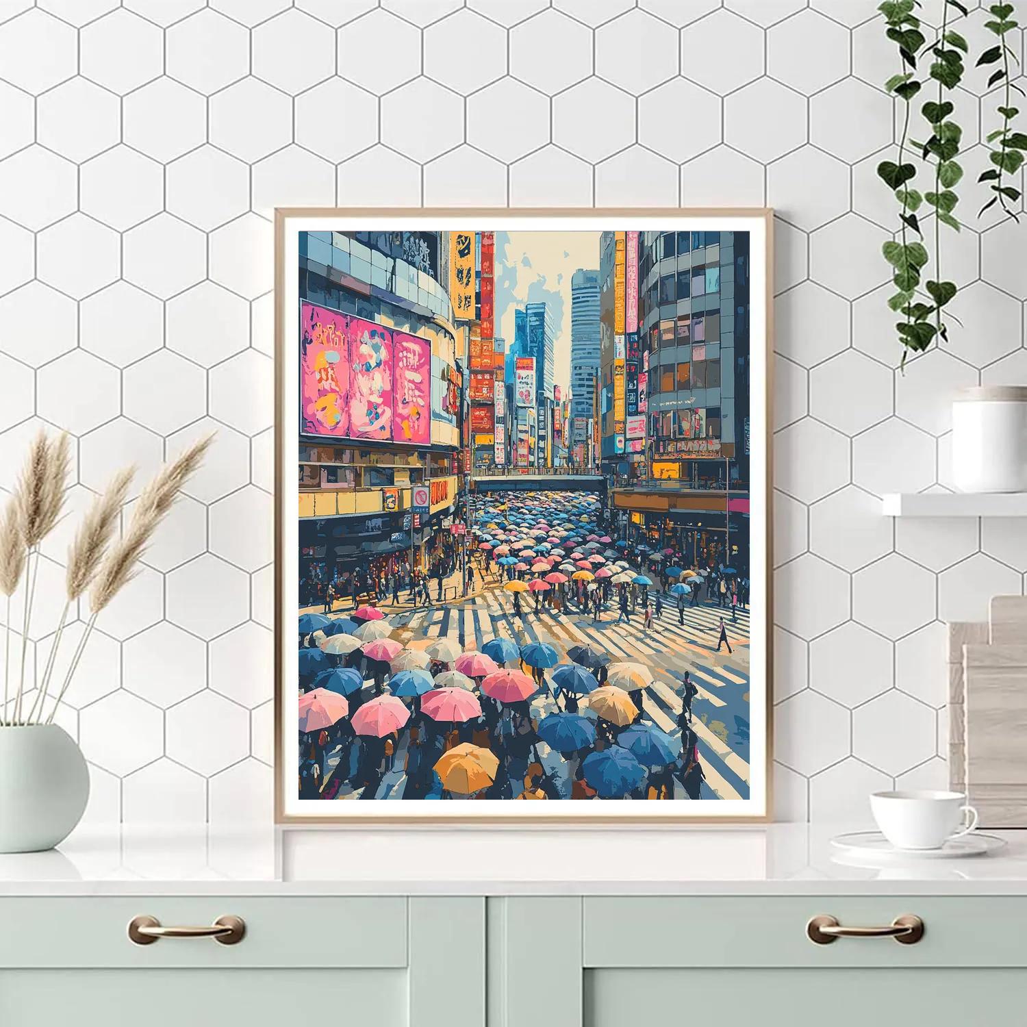 Shibuya Crossing Vertical Motion Tokyo Japan painting number kit