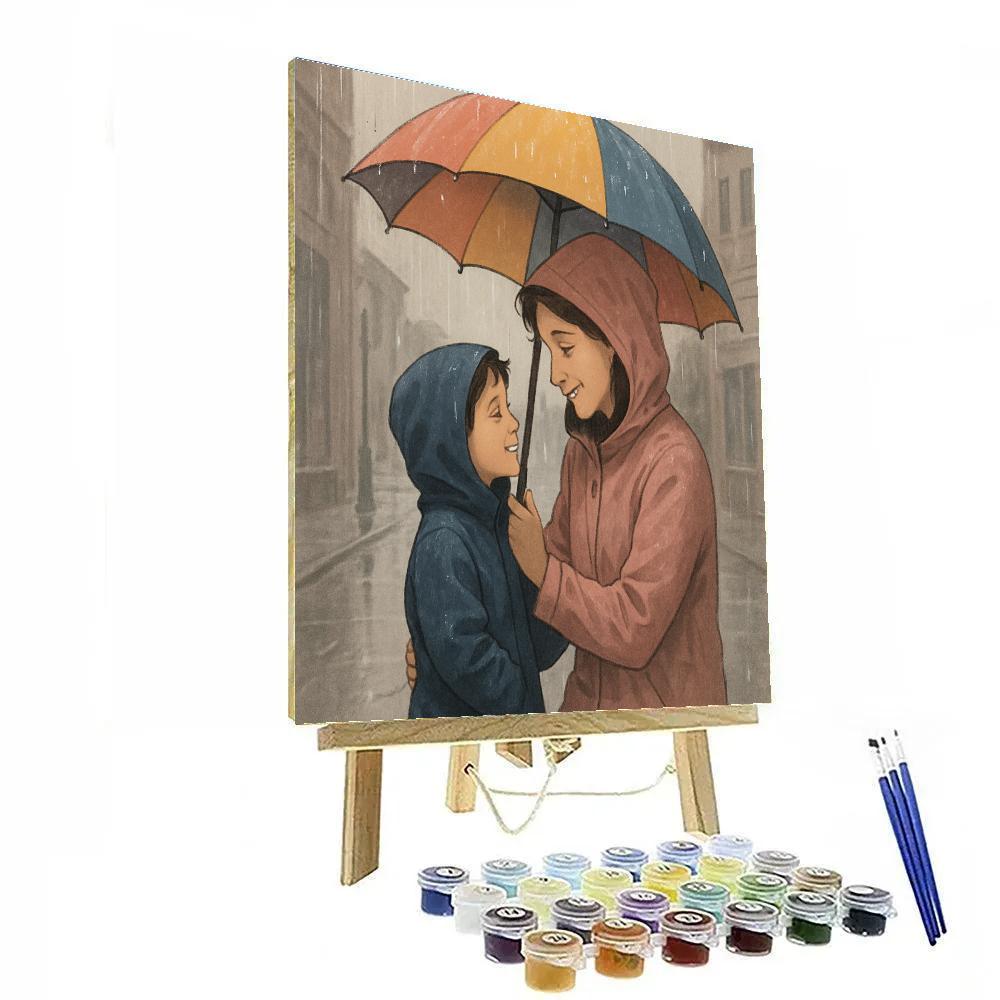 Together Under Umbrella Rain paint by color