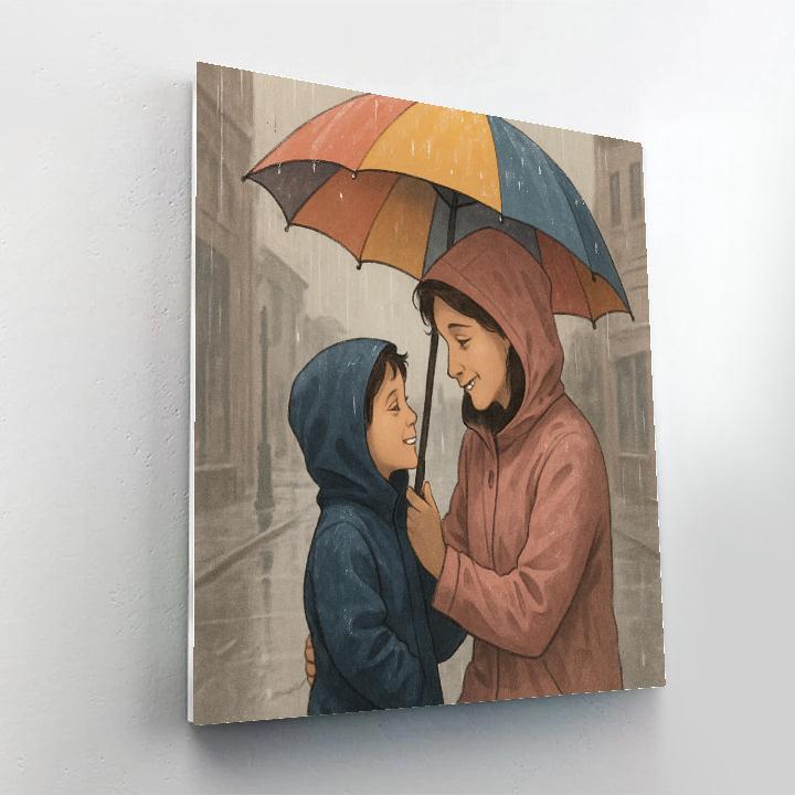 Together Under Umbrella Rain paint by color