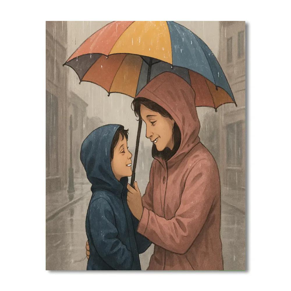 Together Under Umbrella Rain paint by color
