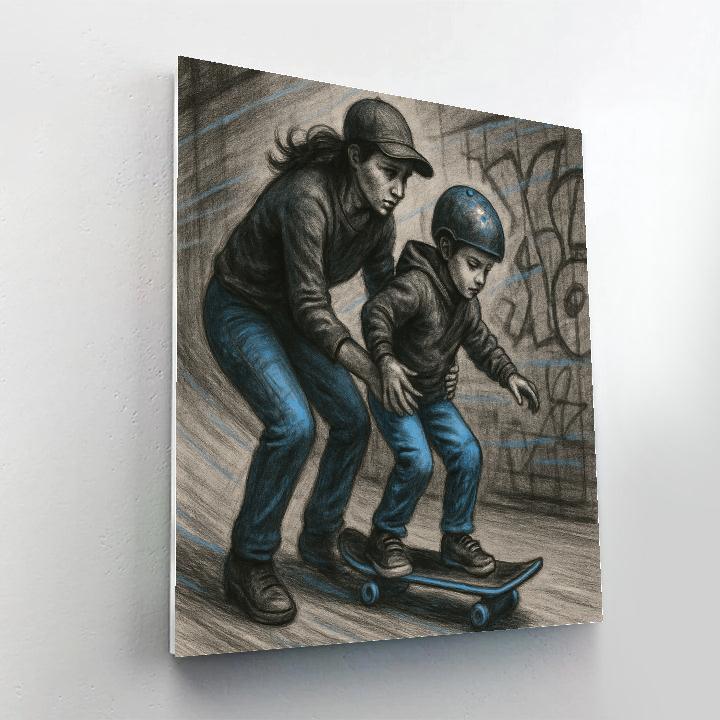 Mother And Child Skate Park Support paint by numbers