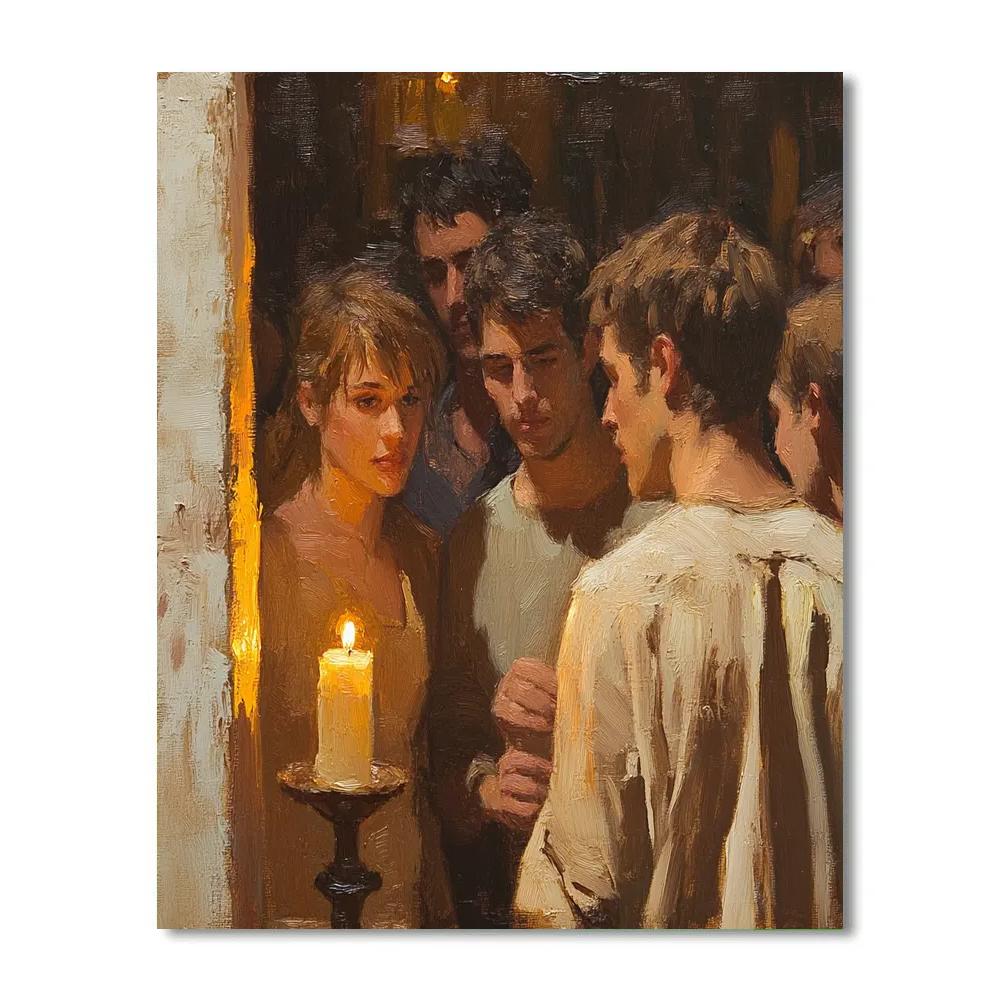 Rembrandt Inspired Candlelit Theater paint by numbers
