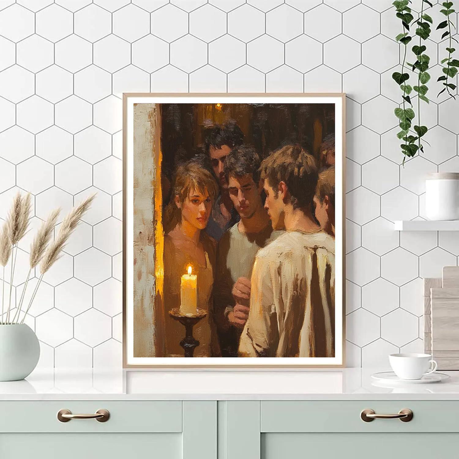 Rembrandt Inspired Candlelit Theater paint by numbers