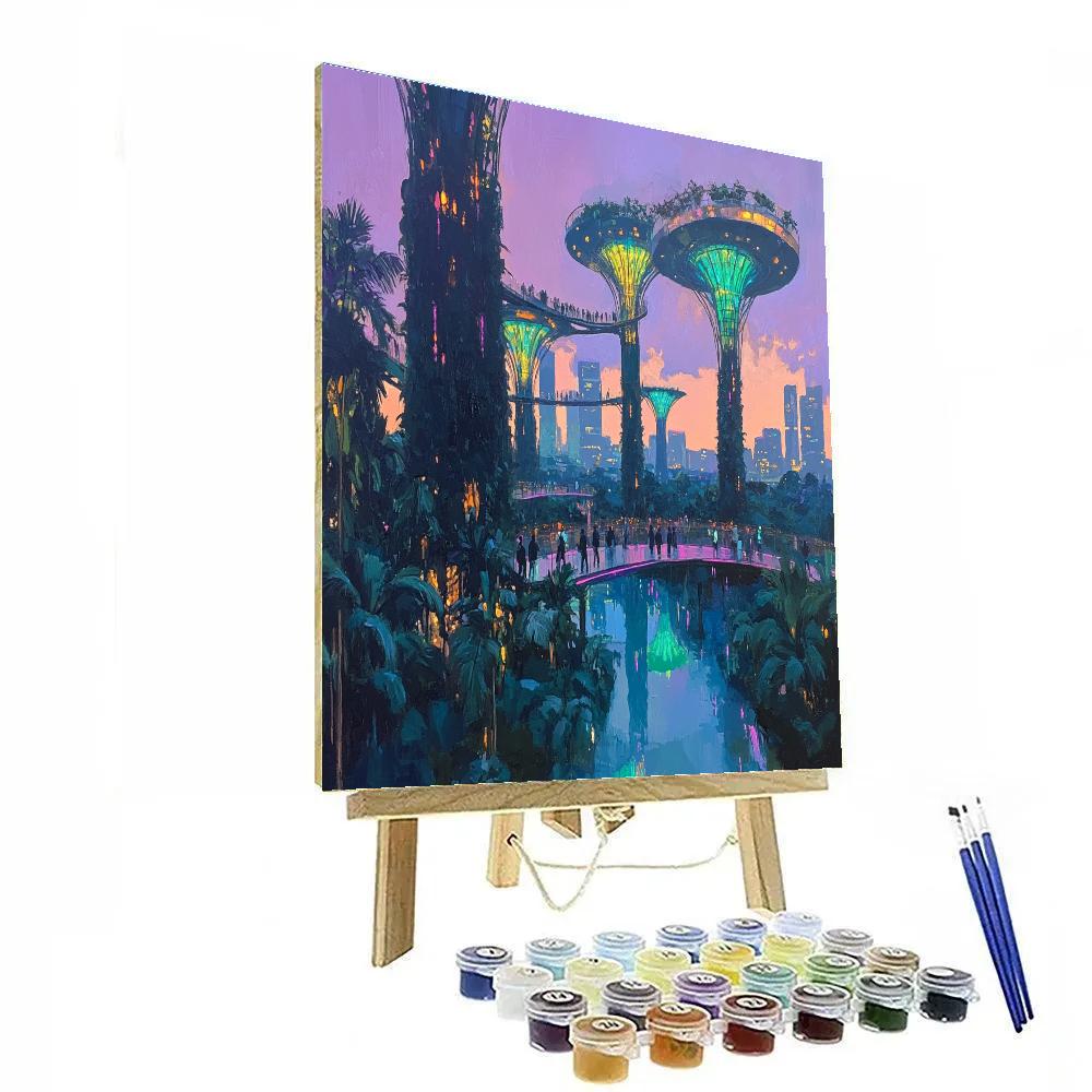 Gardens By The Bay Evening Glow Singapore Numbered painting kits