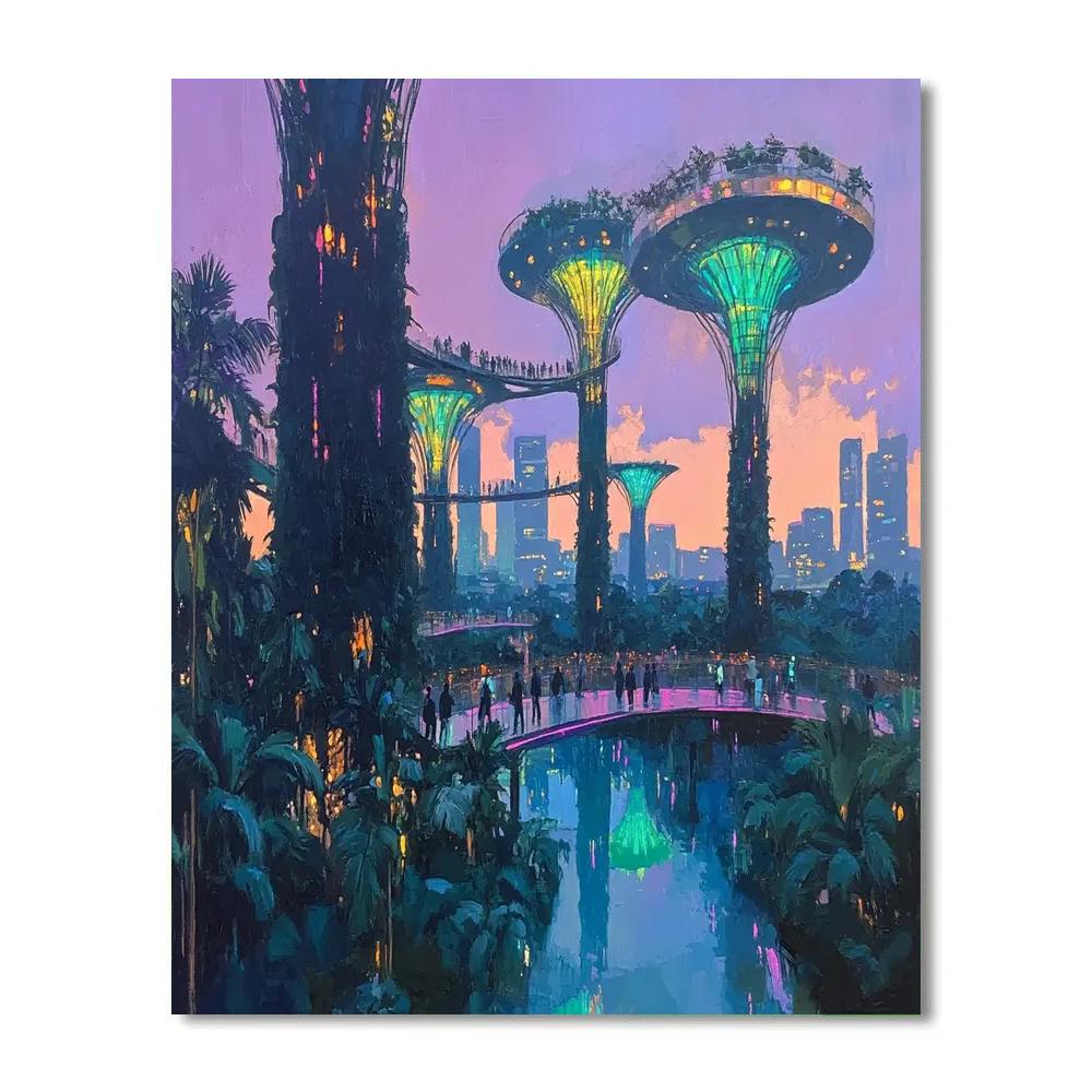 Gardens By The Bay Evening Glow Singapore Numbered painting kits
