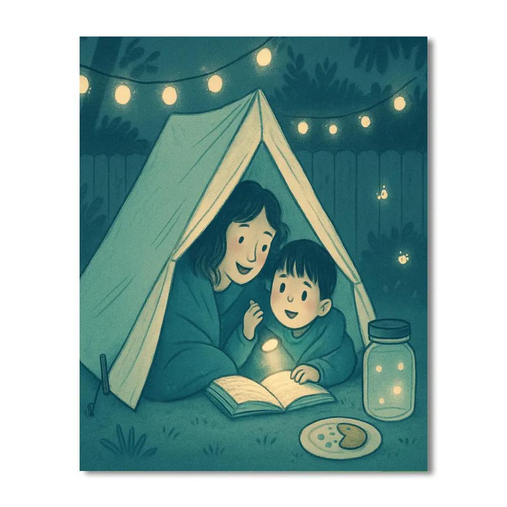 Backyard Tent Sleepover Number painting