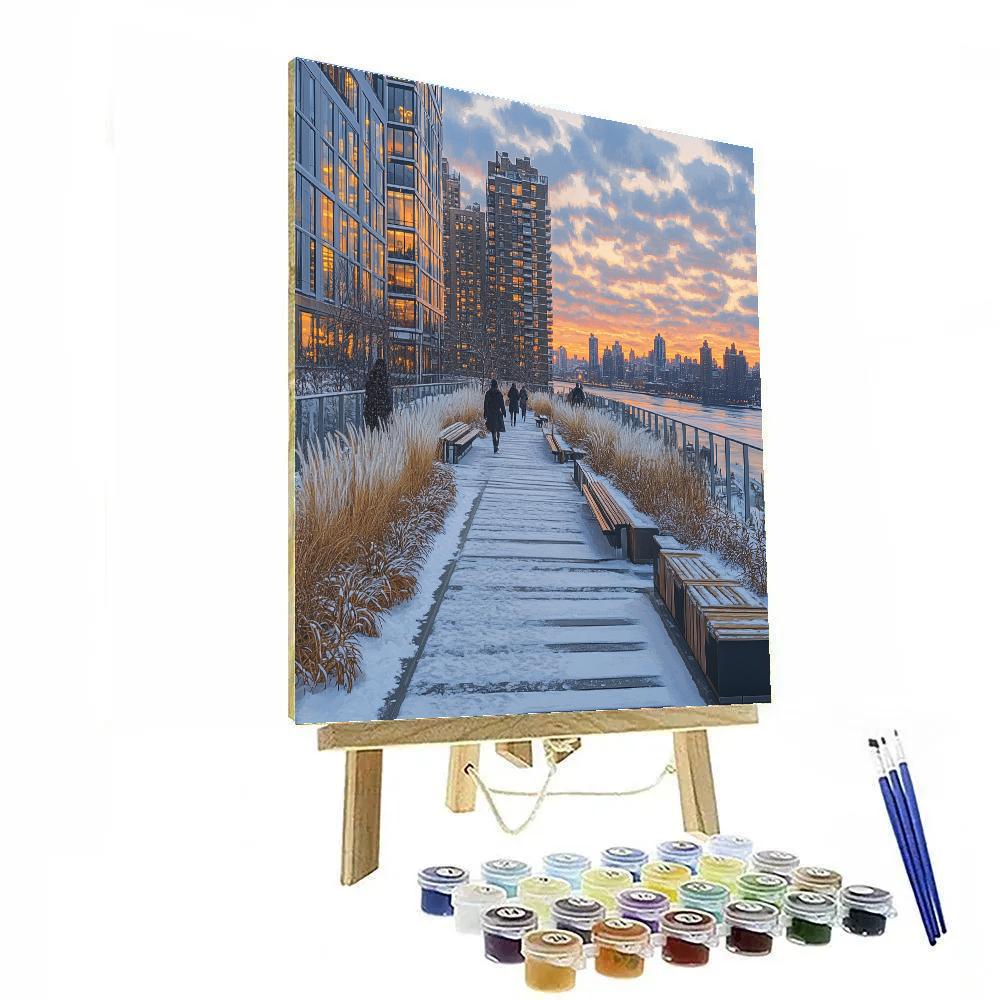 High Line Winter Walk New York United States paint by color