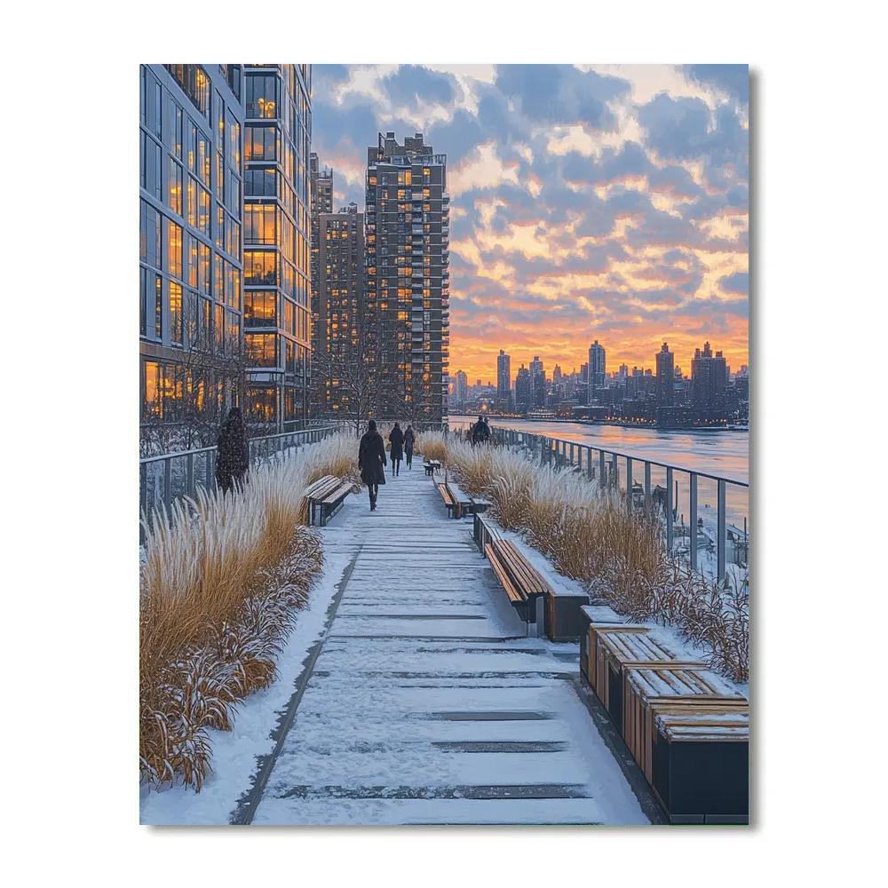 High Line Winter Walk New York United States paint by color