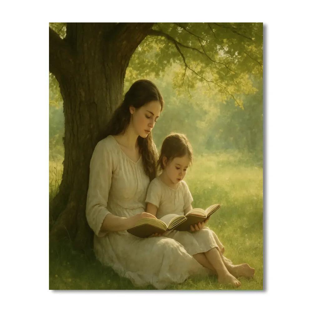 Reading Under Tree Shade Numbered painting kits