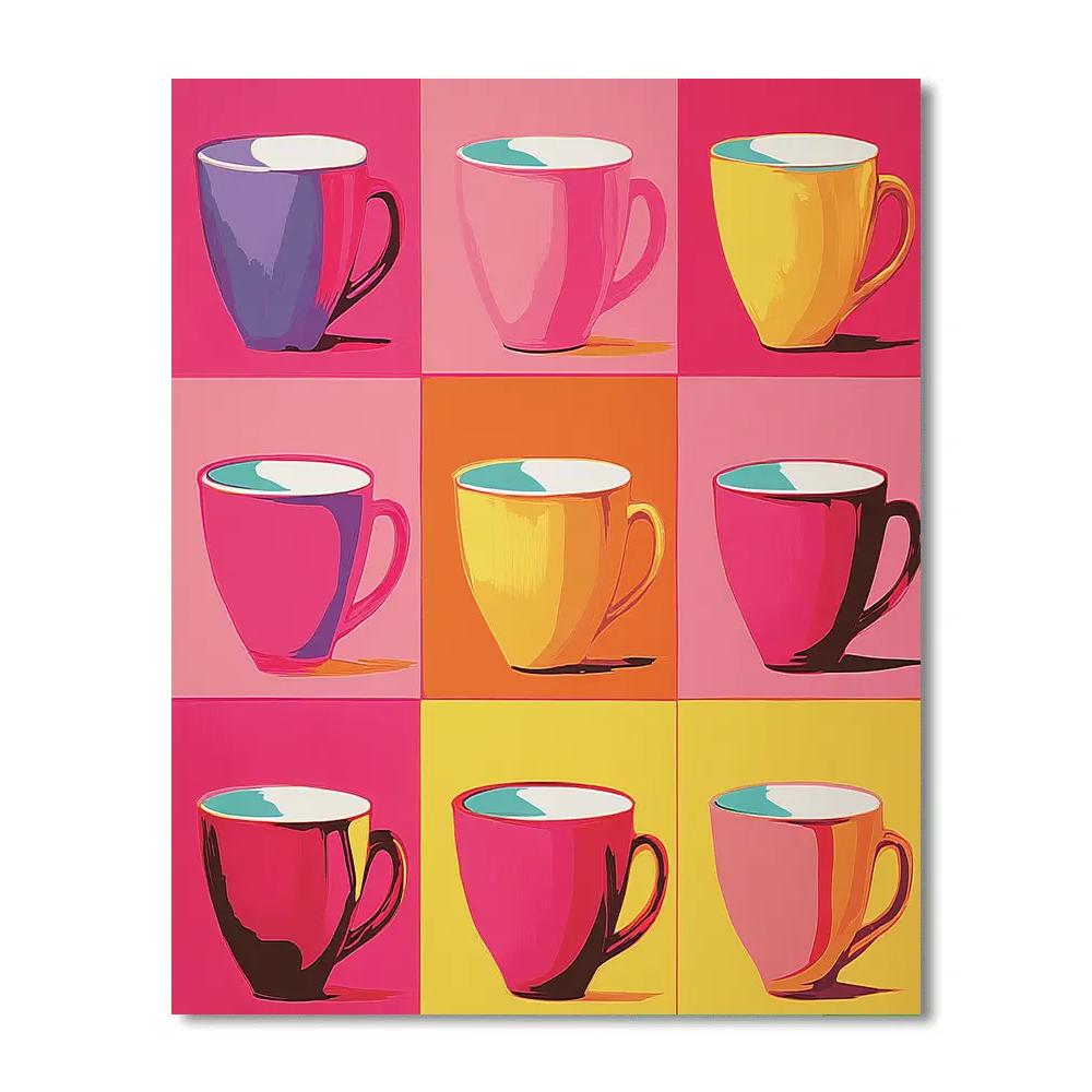Andy Warhol Inspired Pop Coffee Cups Numbered painting kits