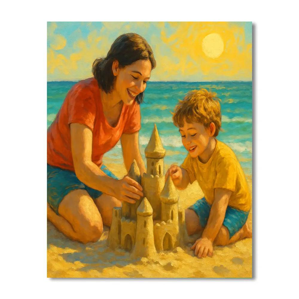 Building Sandcastles At Shore painting number kit