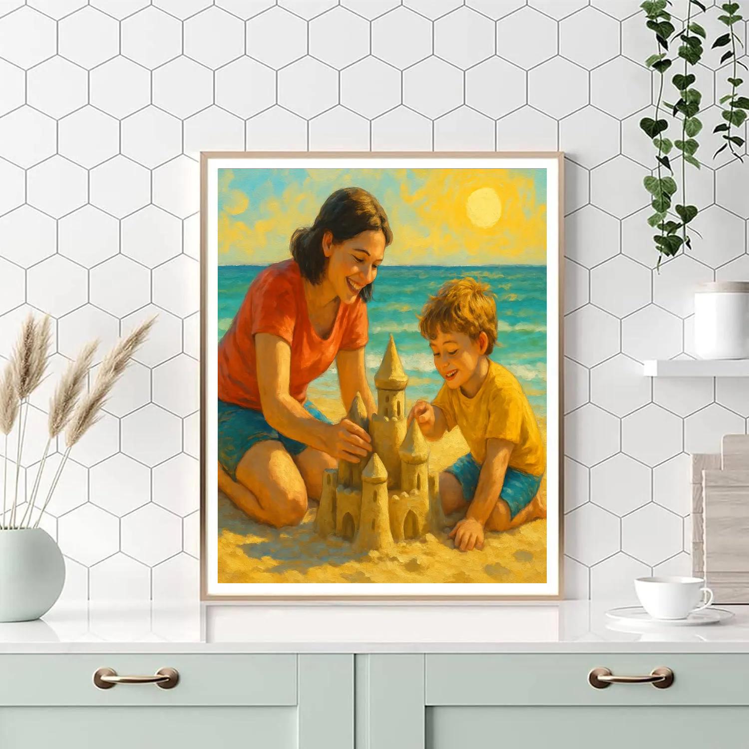 Building Sandcastles At Shore painting number kit