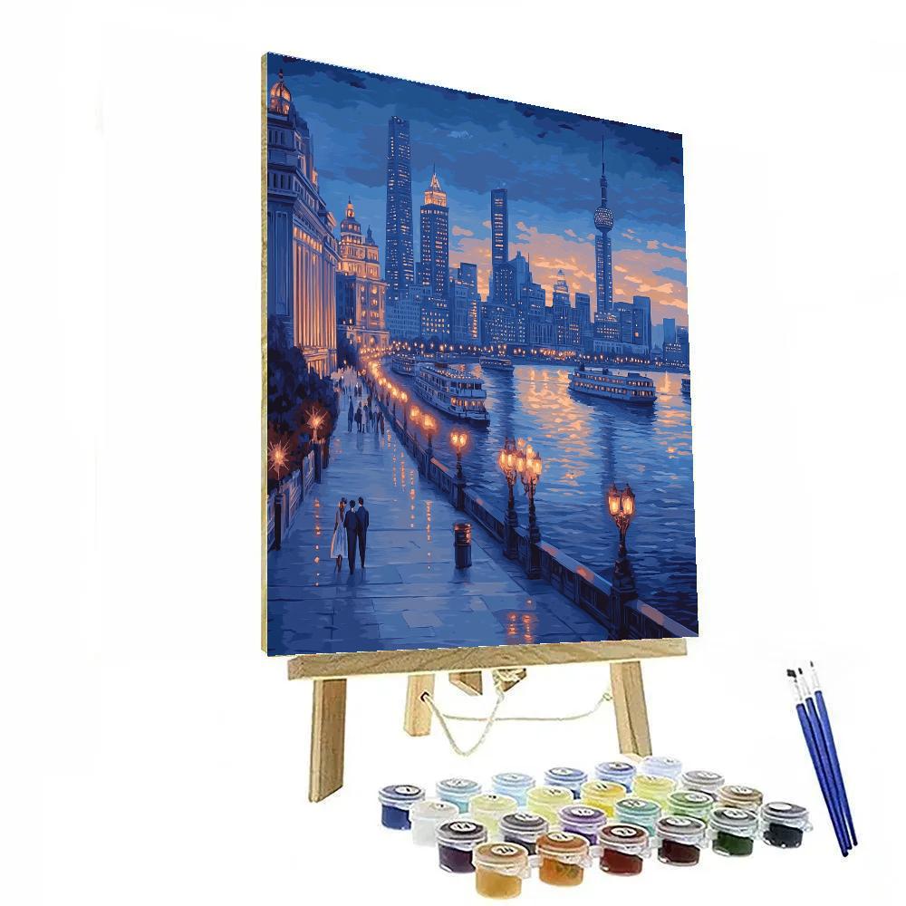 Bund Riverside Skyline Twilight Shanghai China Painting by numbers kit