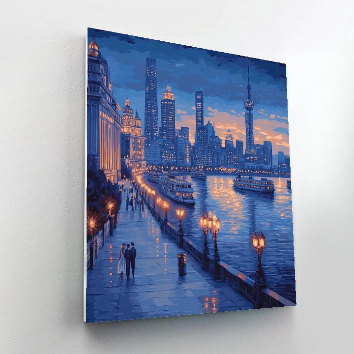 Bund Riverside Skyline Twilight Shanghai China Painting by numbers kit