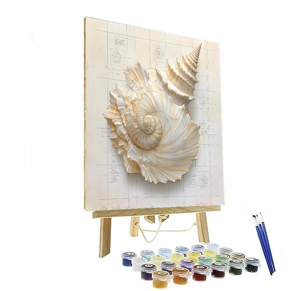 Leonardo Da Vinci Inspired Conch Geometry painting number kit