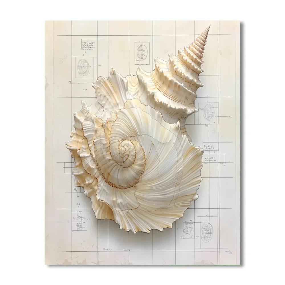 Leonardo Da Vinci Inspired Conch Geometry painting number kit